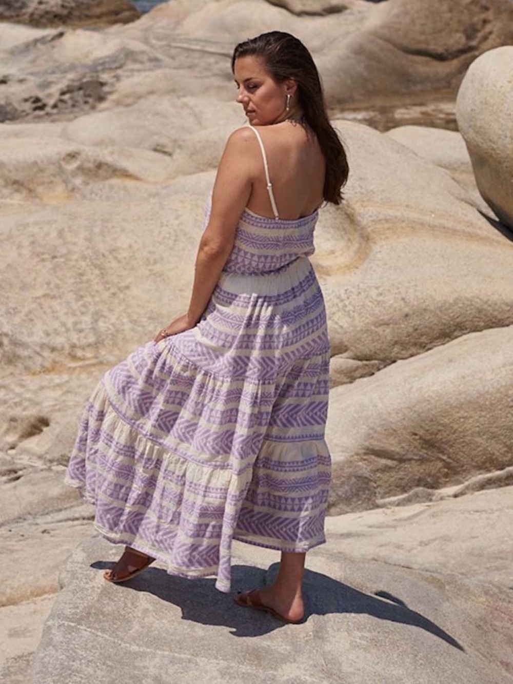Devotion TWINS Lila Lavender and White Maxi Dress- One Size